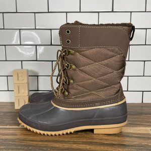Khombu Annabel Women's Size 7 Shoes Brown Quilted Lined Warm Winter Duck Boots